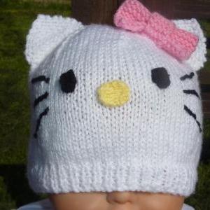 Hand Knitted Baby Kitty Hat 0-3 Months