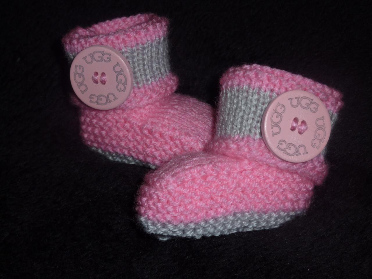 Baby Booties With Large Wooden Button